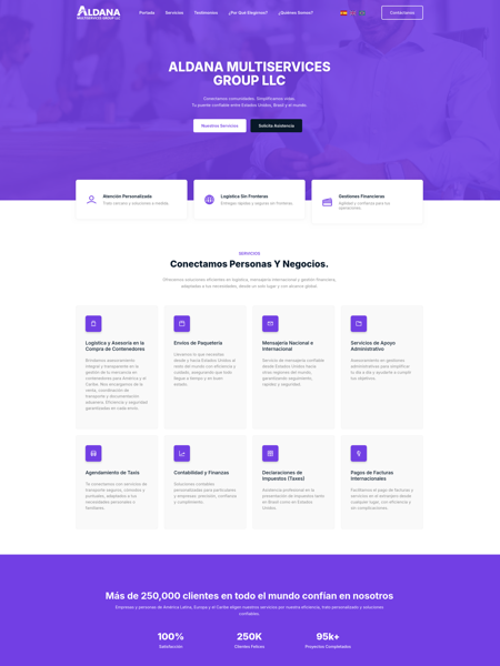 Captura de pantalla del proyecto Aldana Multiservices Group