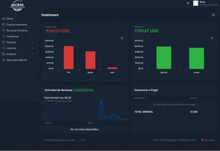 Captura de pantalla del sistema contable de ACEM