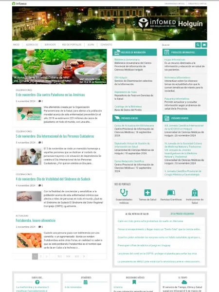 Captura de pantalla del proyecto de Portal Informativo del Centro de Información de Ciencias Médicas de Holguín