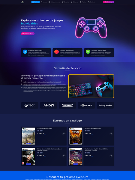 Captura de pantalla del proyecto Catálogo Digital para Tienda de Videojuegos