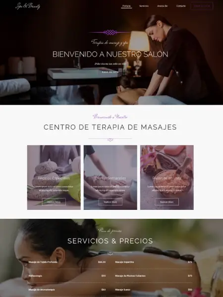 Captura de pantalla del proyecto del Demo de Sitio Web para Salón de Belleza y Spa con Reserva de Servicios